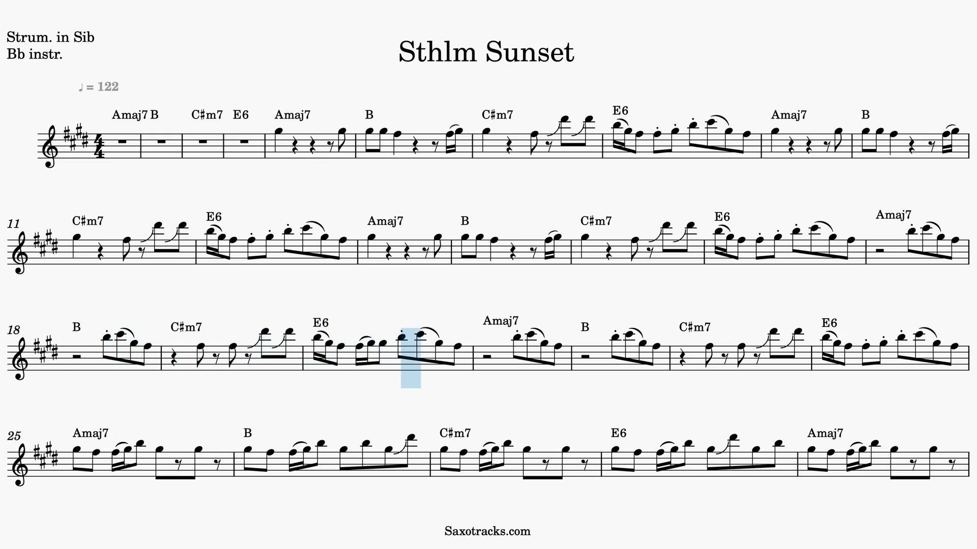 Sthlm Sunset — Prévia do vídeo de partitura em Sib