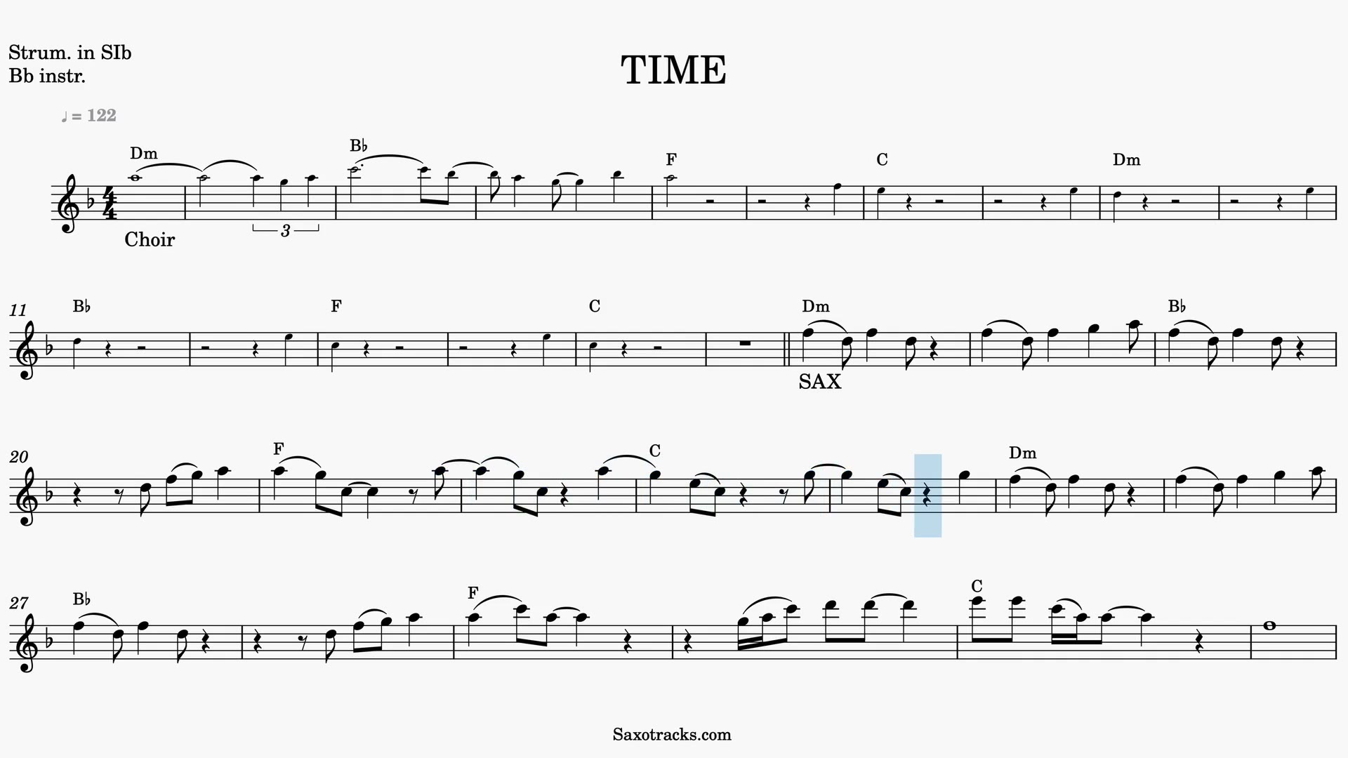 Time — Anteprima video spartito in Sib