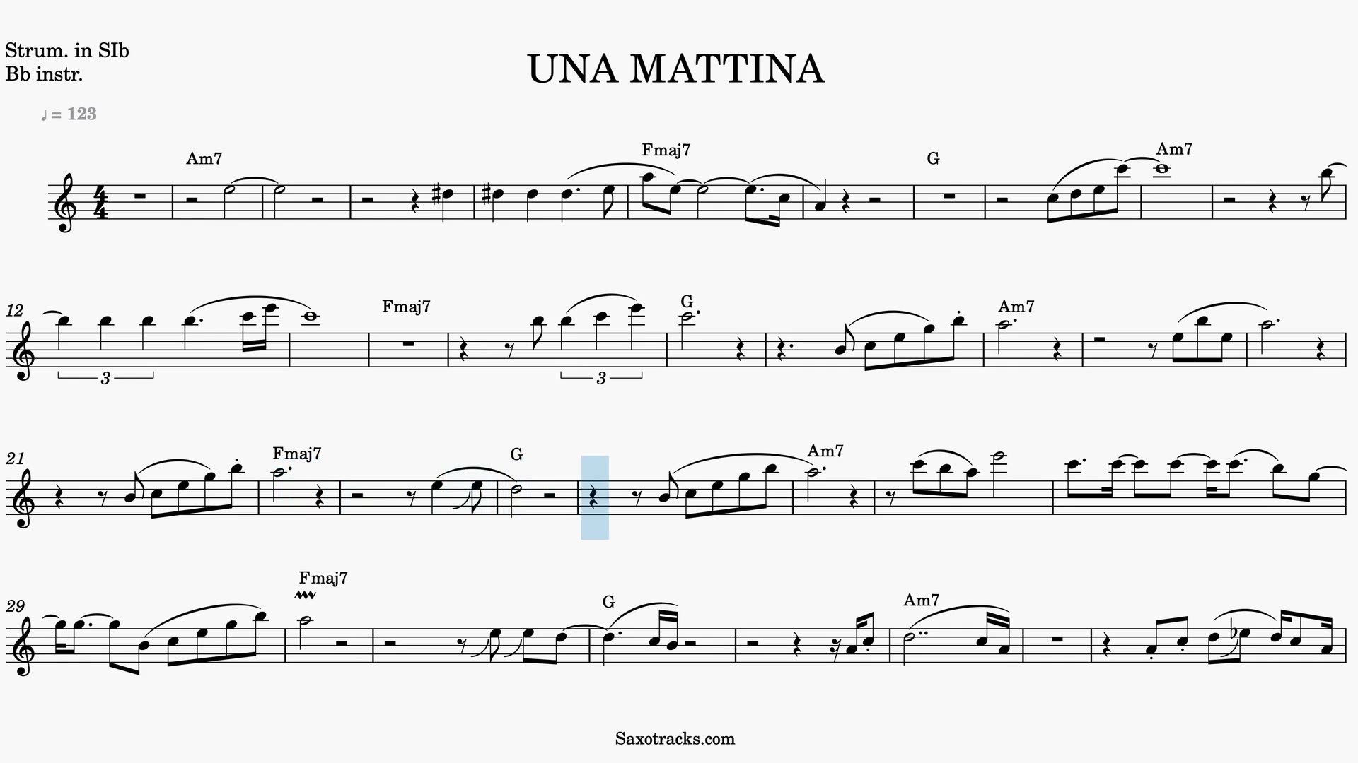 Una Mattina — Video score preview in Bb