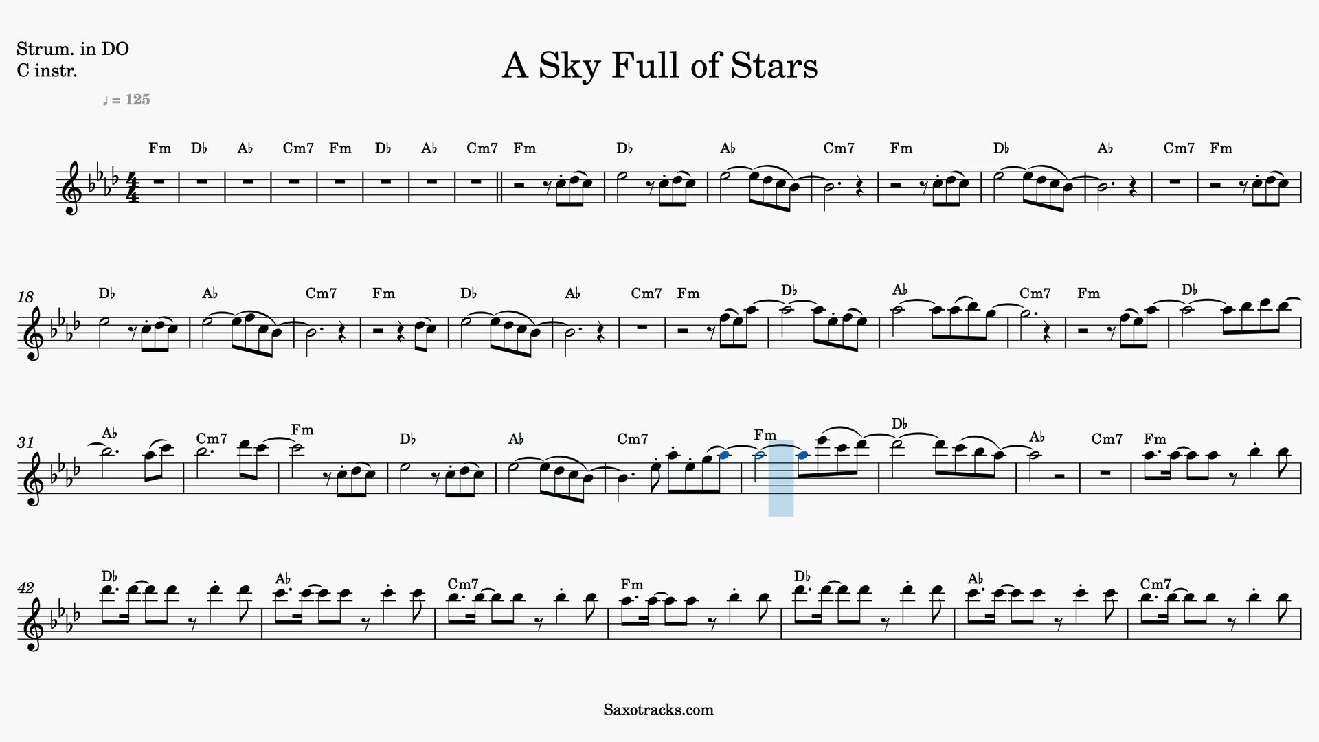 A Sky Full of Stars — Anteprima video spartito in Do