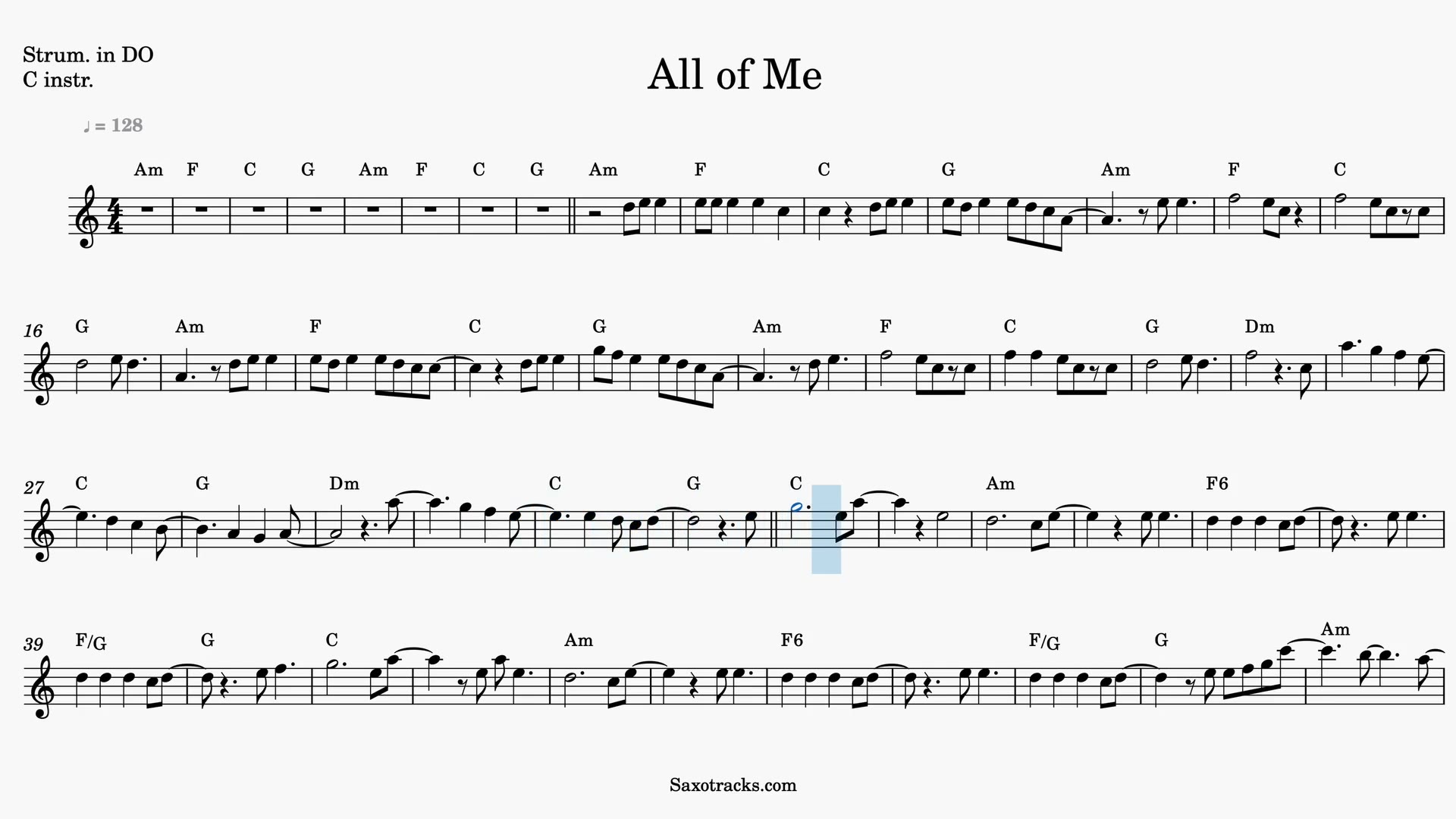 All of Me — Anteprima video spartito in Do