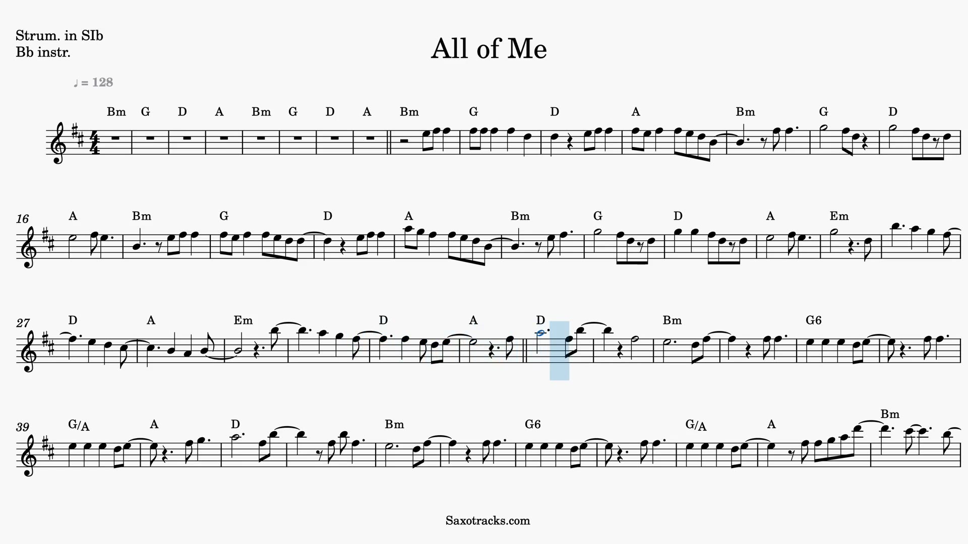 All of Me — Anteprima video spartito in Sib