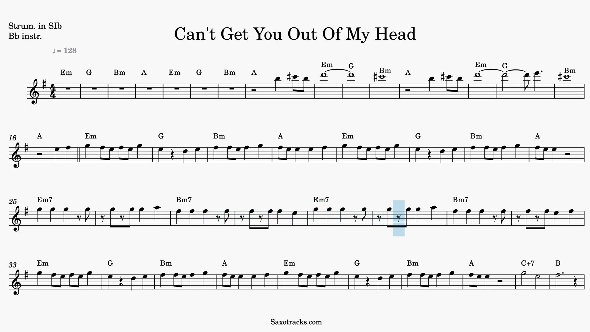 Can't Get You Out Of My Head — Aperçu vidéo de la partition en Sib