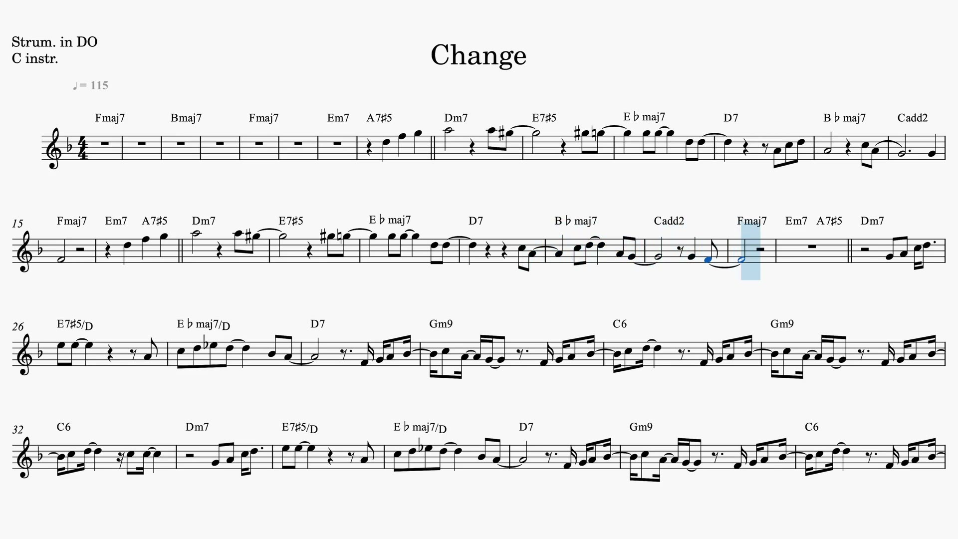 Change — Anteprima video spartito in Do