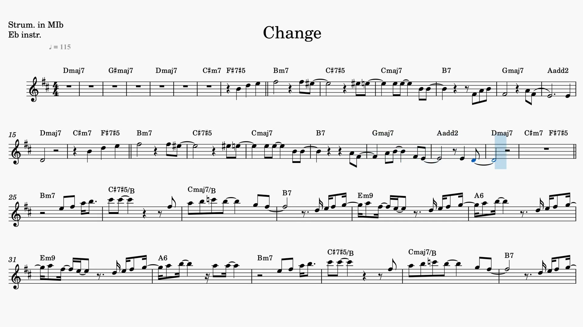 Change — Anteprima video spartito in Mib