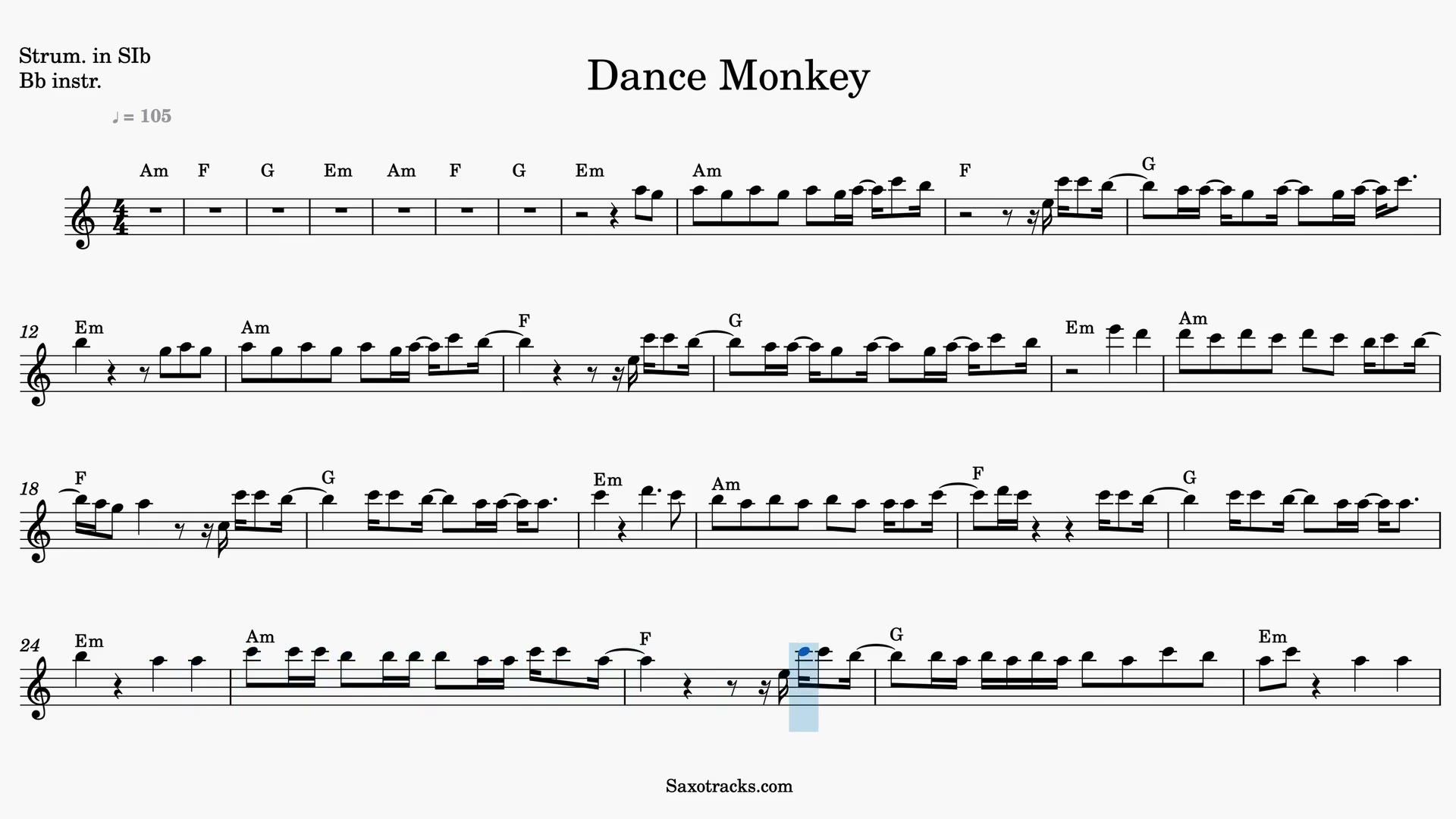 Dance Monkey — Anteprima video spartito in Sib