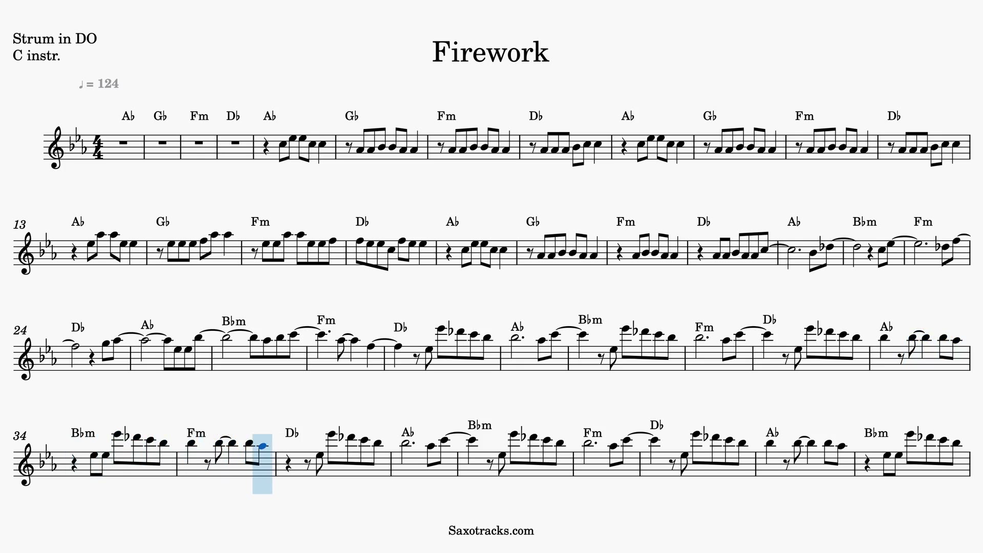 Firework — Anteprima video spartito in Do