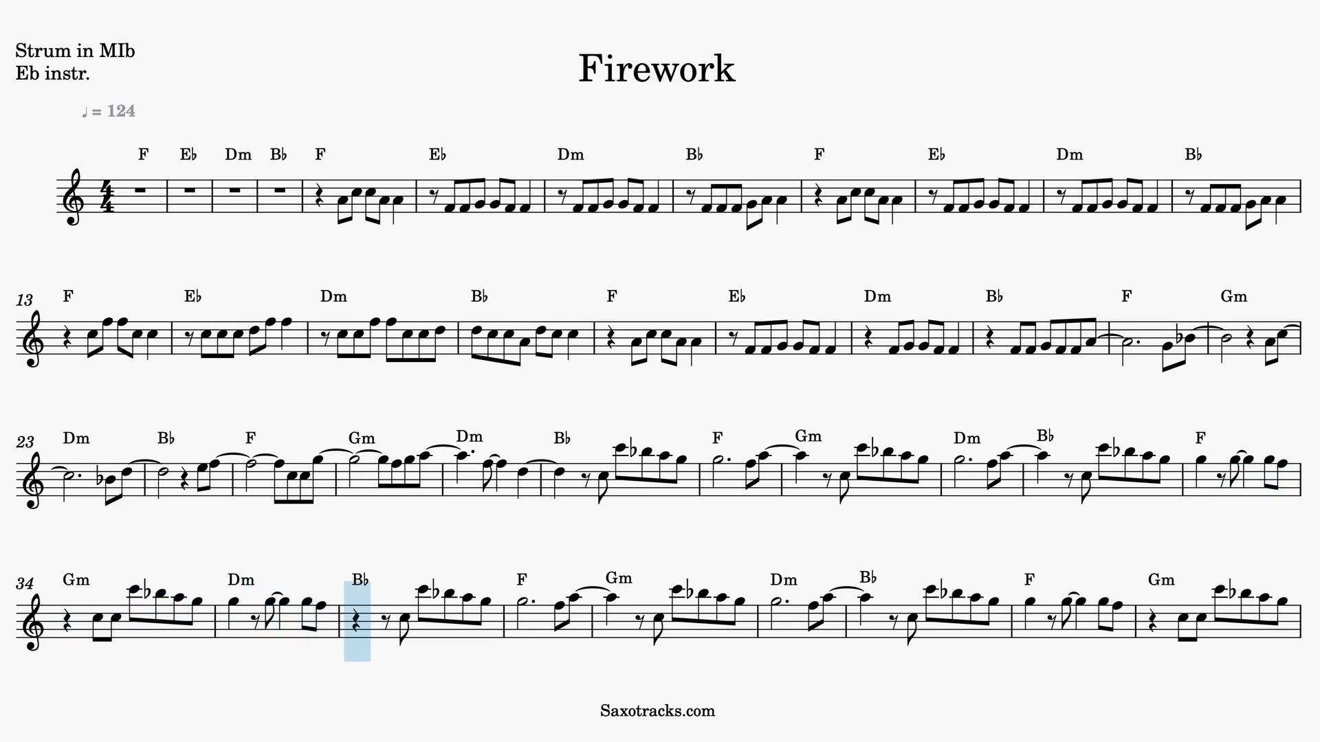 Firework — Anteprima video spartito in Mib