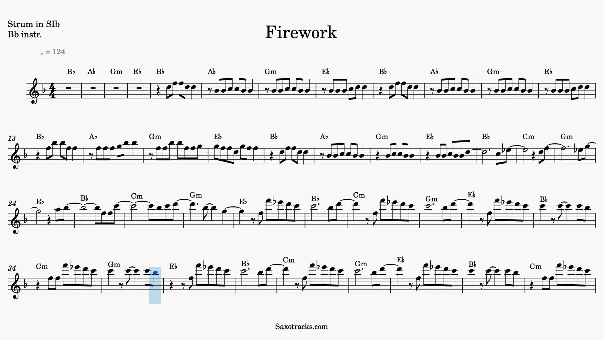 Firework — Anteprima video spartito in Sib