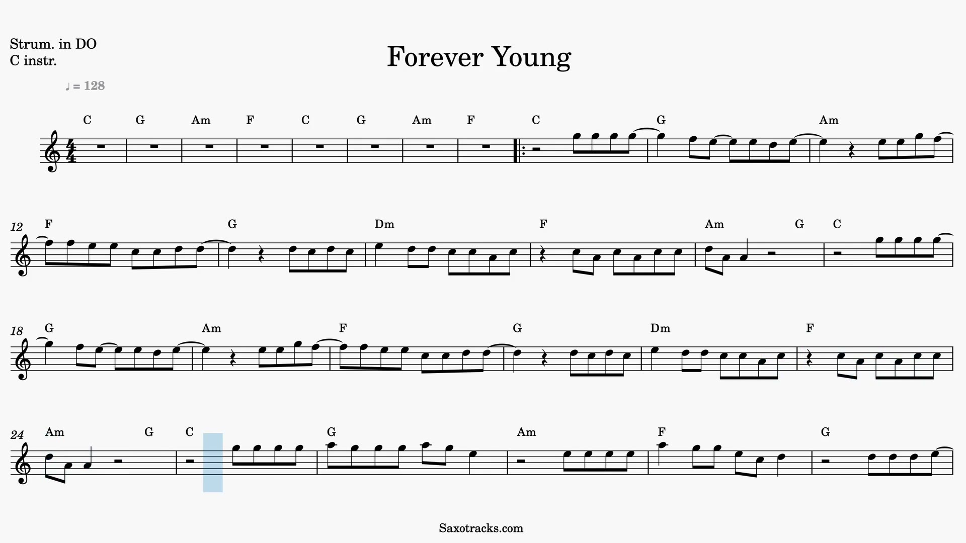 Forever Young — Aperçu vidéo de la partition en Ut