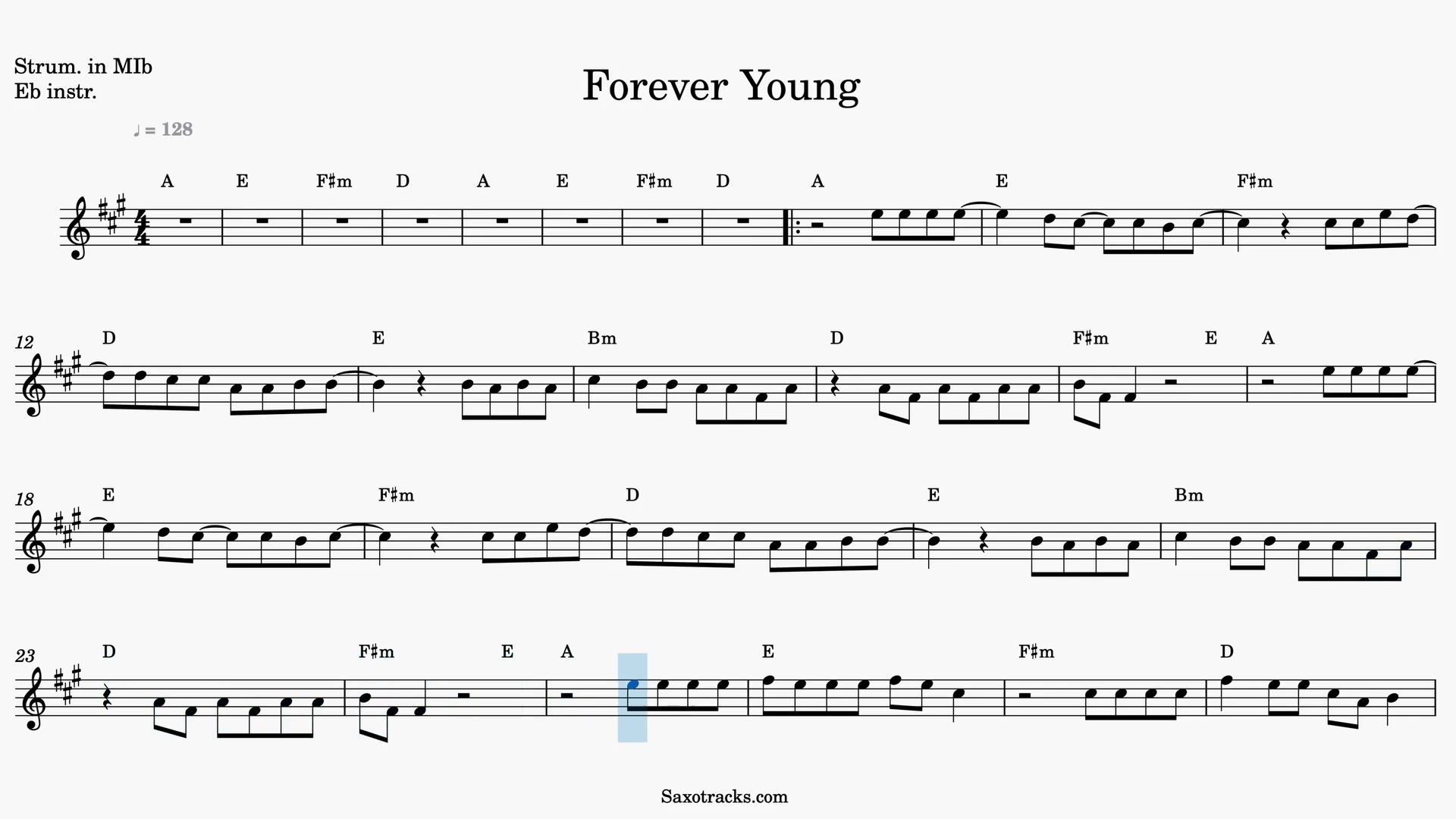 Forever Young — Aperçu vidéo de la partition en Mib
