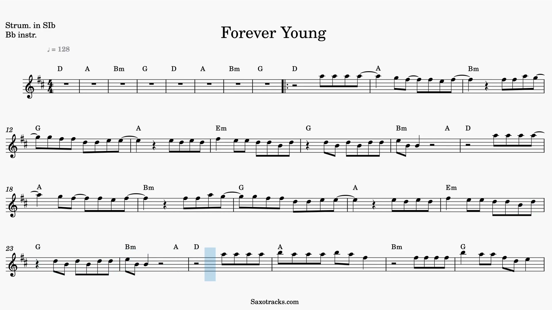 Forever Young — Aperçu vidéo de la partition en Sib