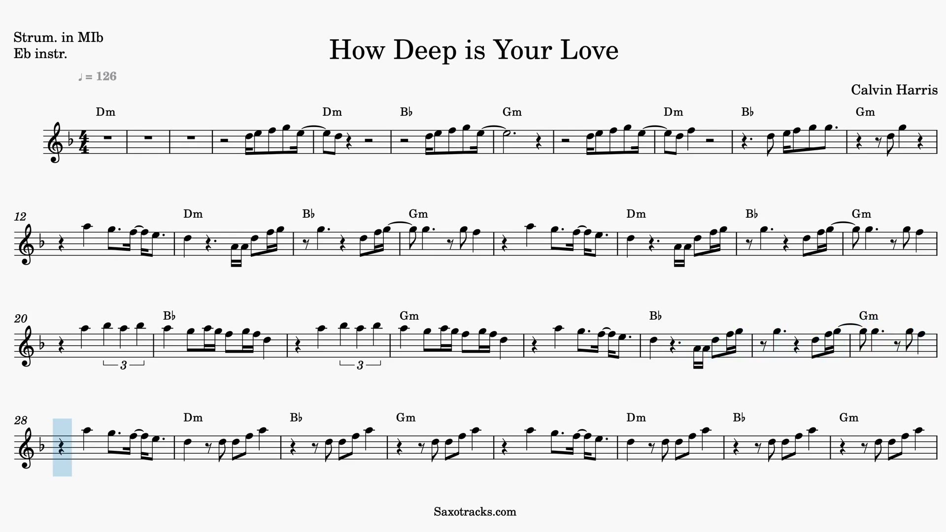 How Deep is Your Love — Vista previa del video de partitura en Mib