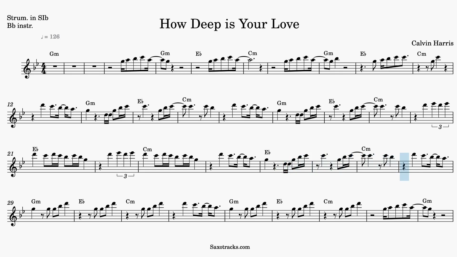 How Deep is Your Love — Vista previa del video de partitura en Sib
