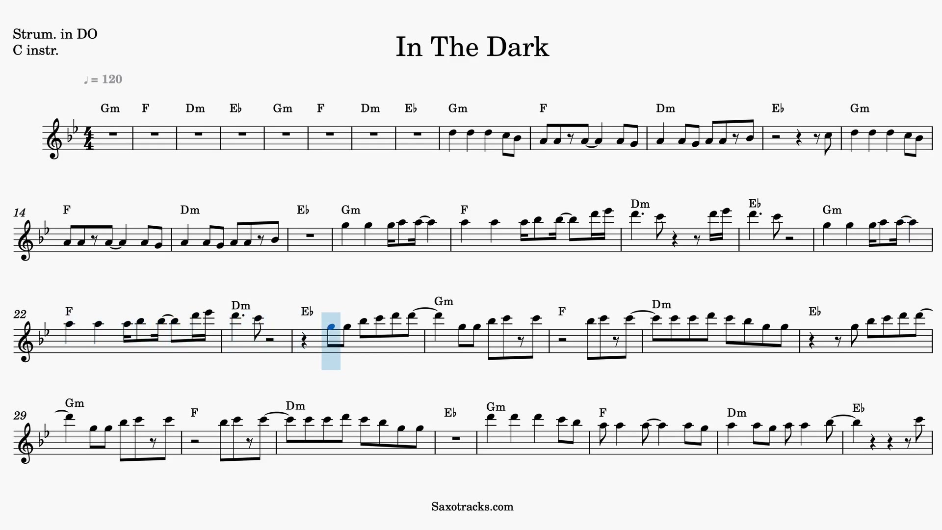 In the Dark — Anteprima video spartito in Do