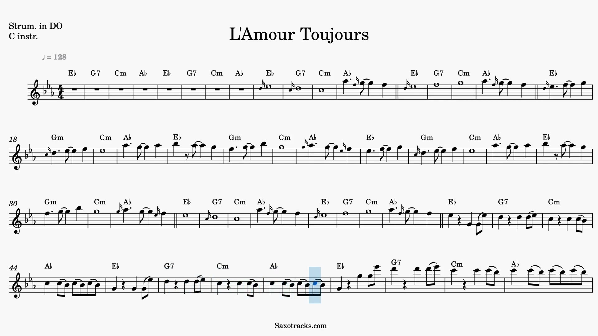 L'amour Toujours — Aperçu vidéo de la partition en Ut