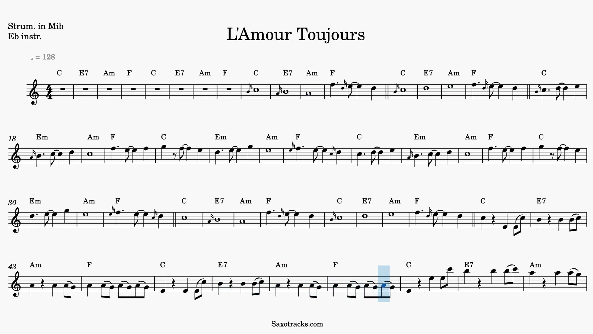 L'amour Toujours — Aperçu vidéo de la partition en Mib