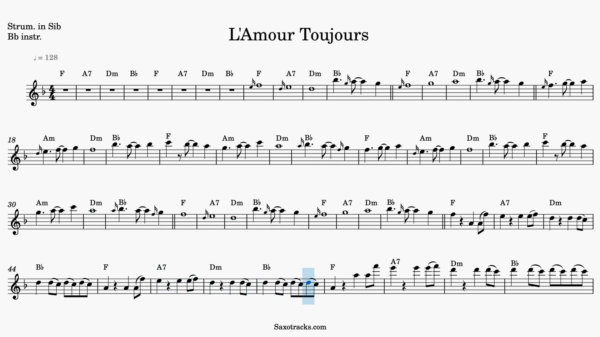 L'amour Toujours — Aperçu vidéo de la partition en Sib