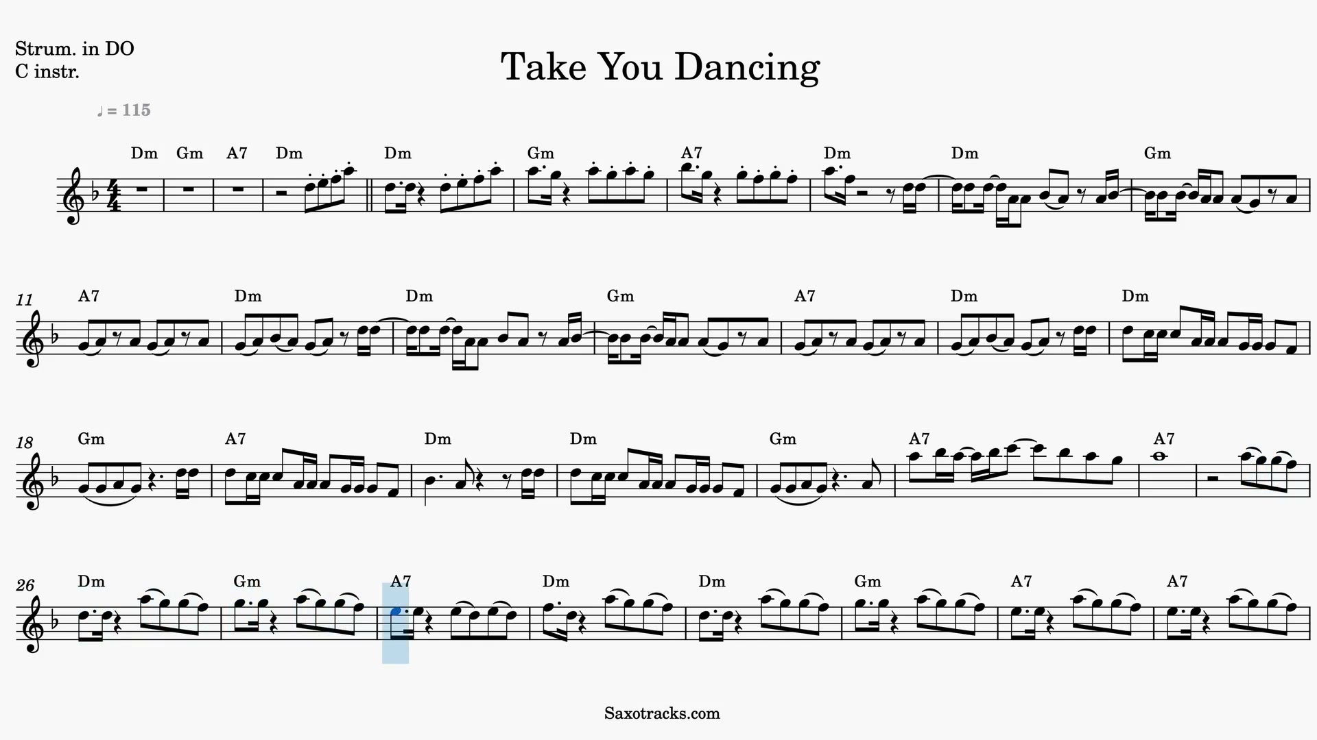 Take You Dancing — Video score preview in C