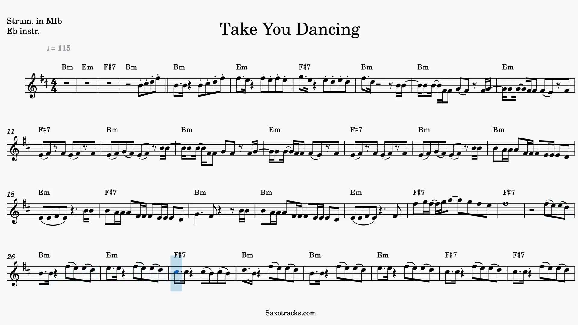 Take You Dancing — Video score preview in Eb