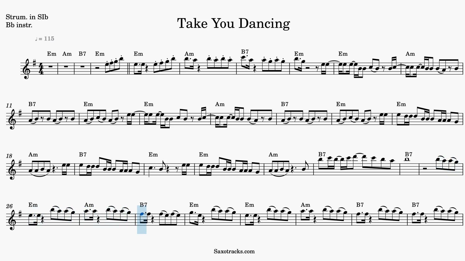 Take You Dancing — Video score preview in Bb