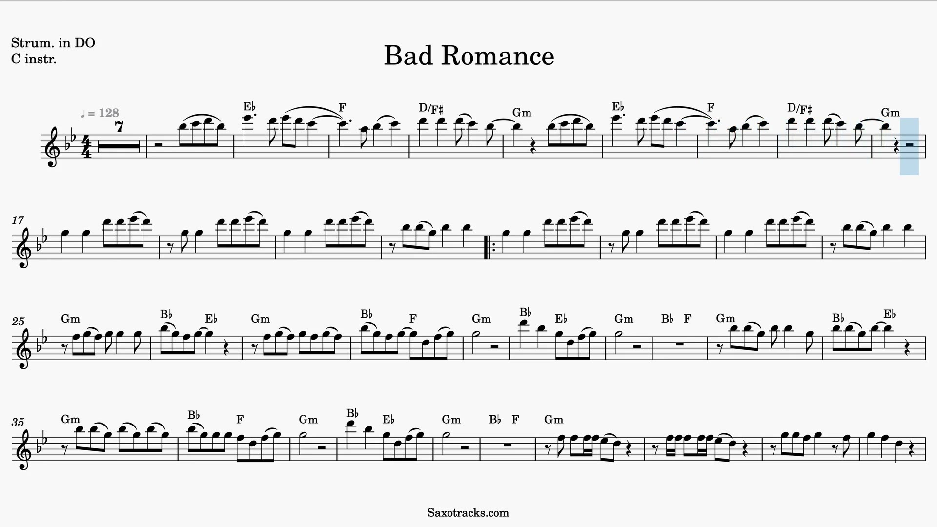 Bad Romance — Video-Notenvorschau in C