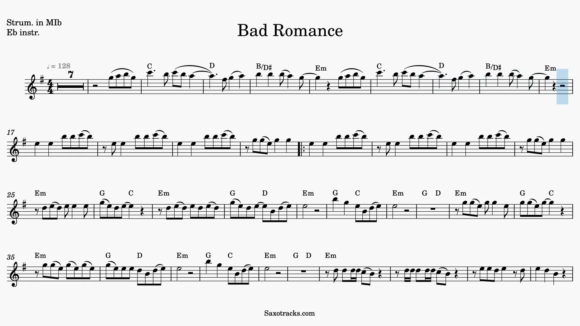 Bad Romance — Video-Notenvorschau in Es