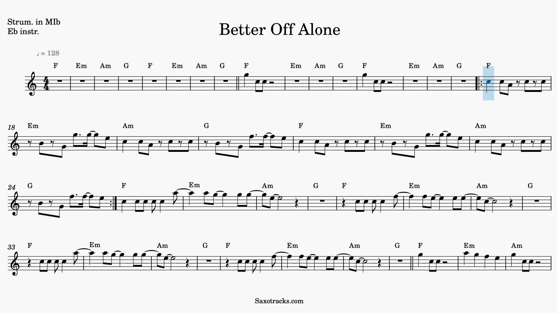 Better Off Alone — Aperçu vidéo de la partition en Mib