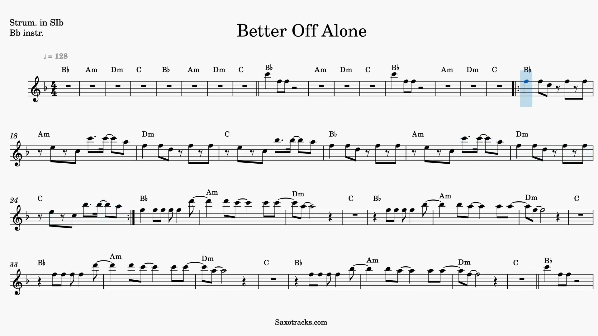 Better Off Alone — Aperçu vidéo de la partition en Sib