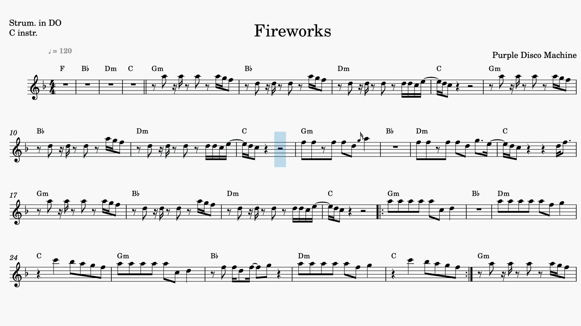 Fireworks — Video score preview in C