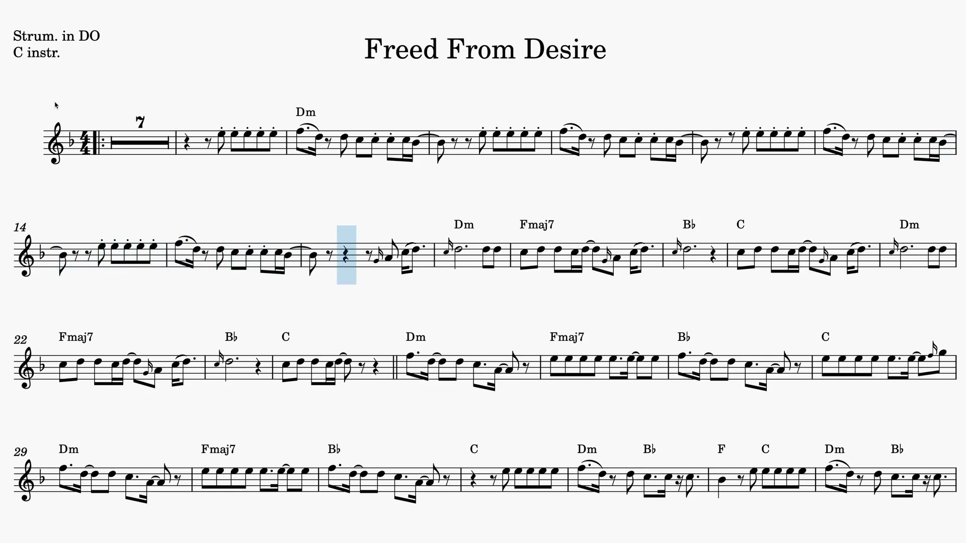 Freed From Desire — Video-Notenvorschau in C