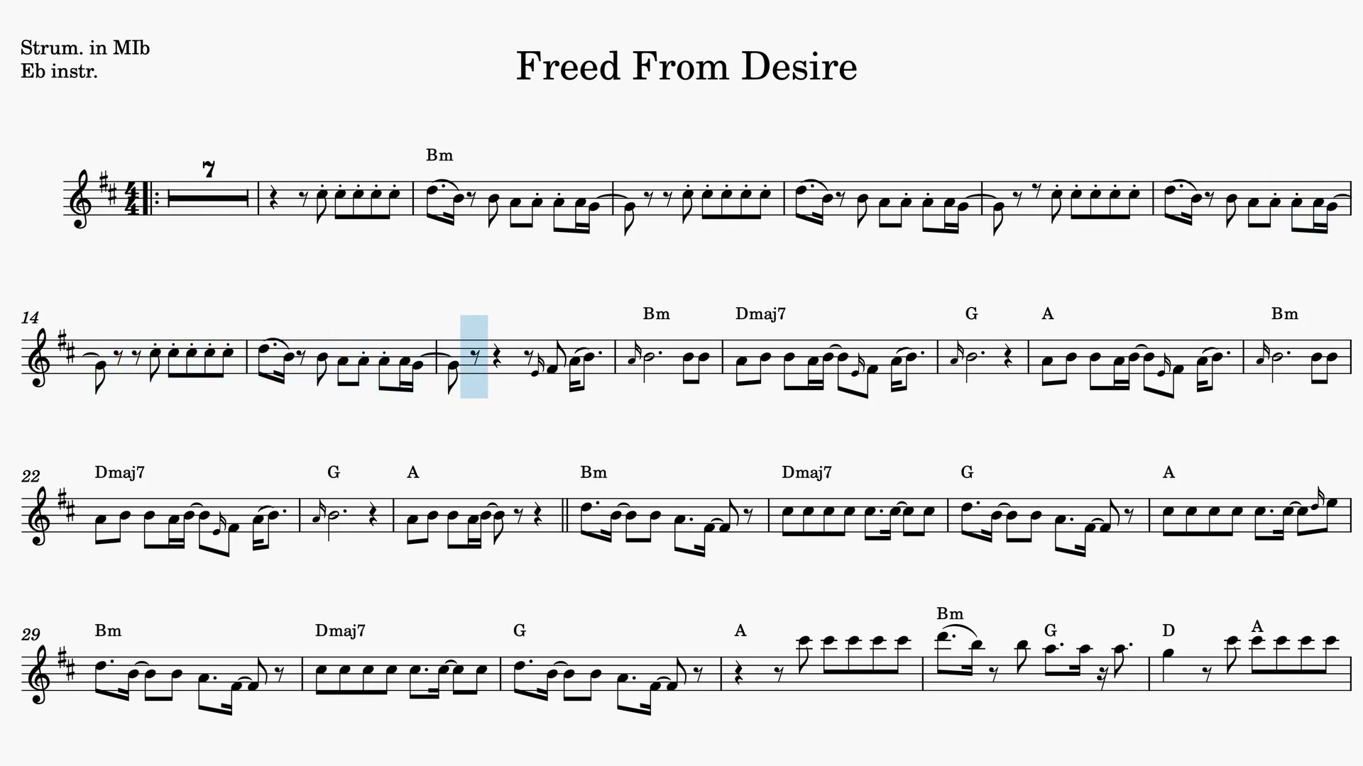 Freed From Desire — Video-Notenvorschau in Es
