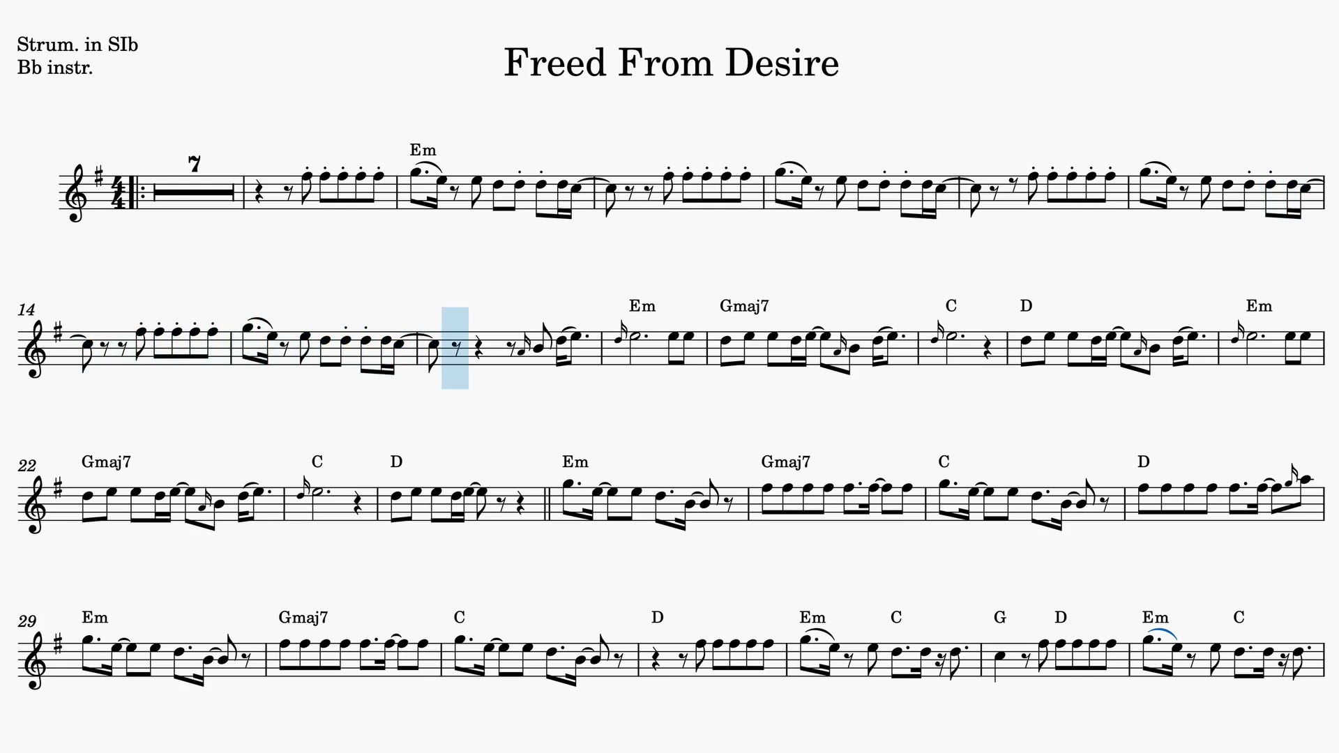 Freed From Desire — Video-Notenvorschau in B