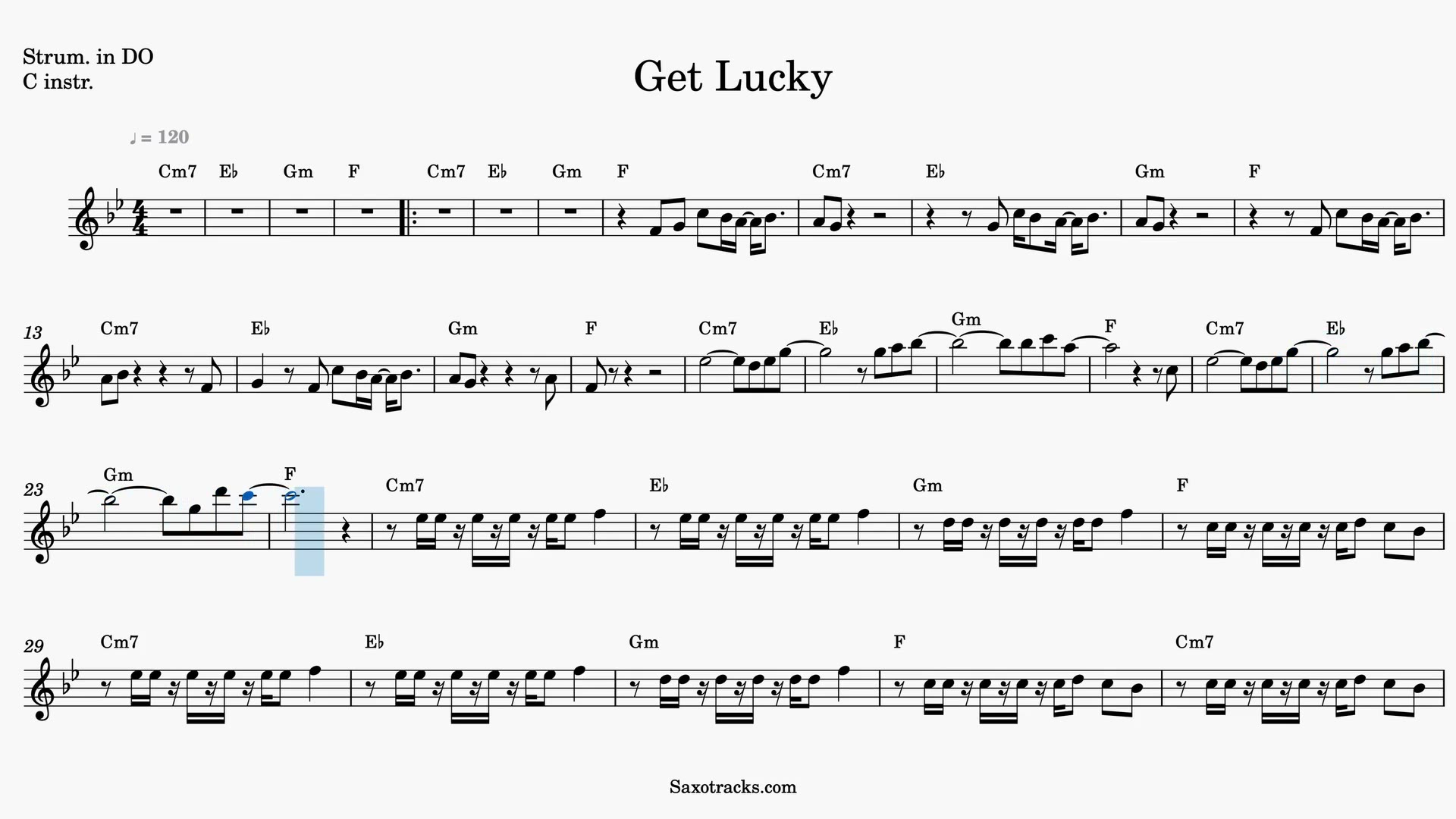 Get Lucky — Video-Notenvorschau in C