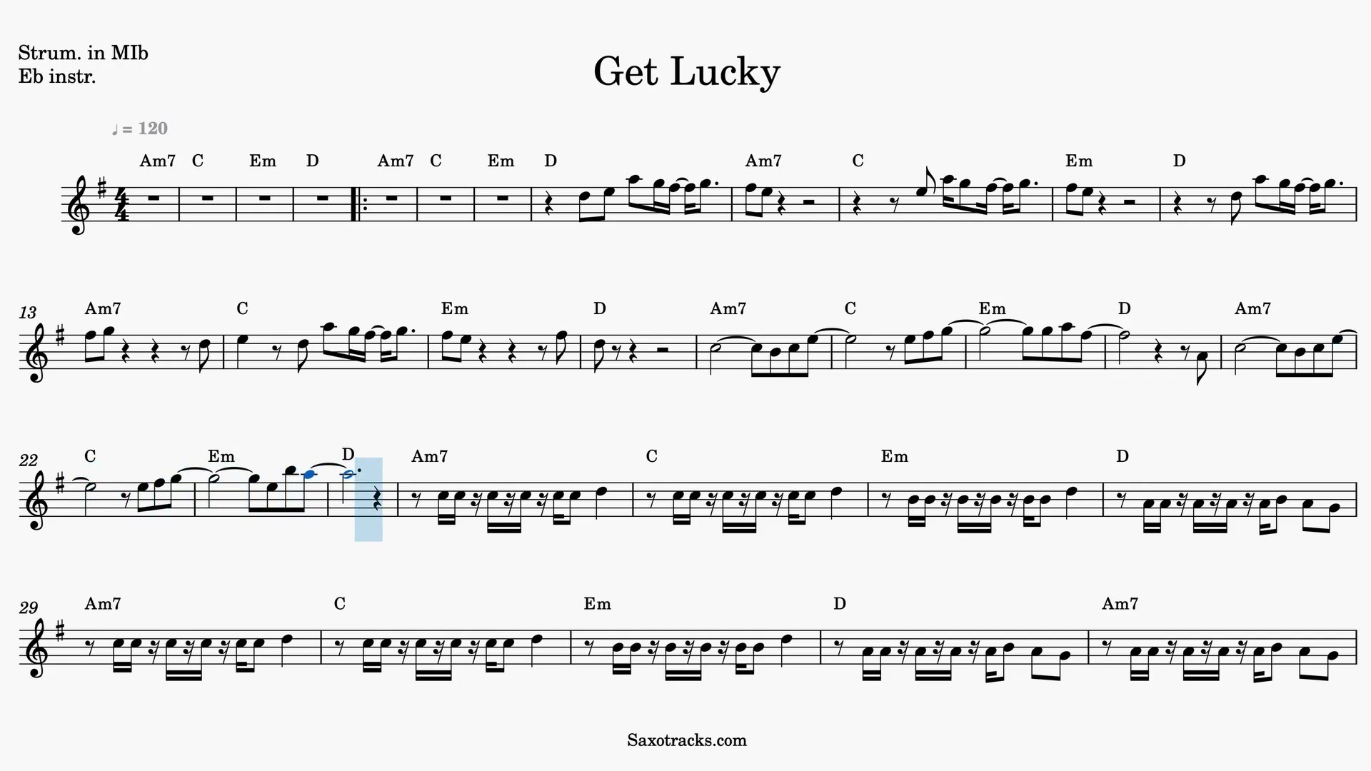 Get Lucky — Video-Notenvorschau in Es