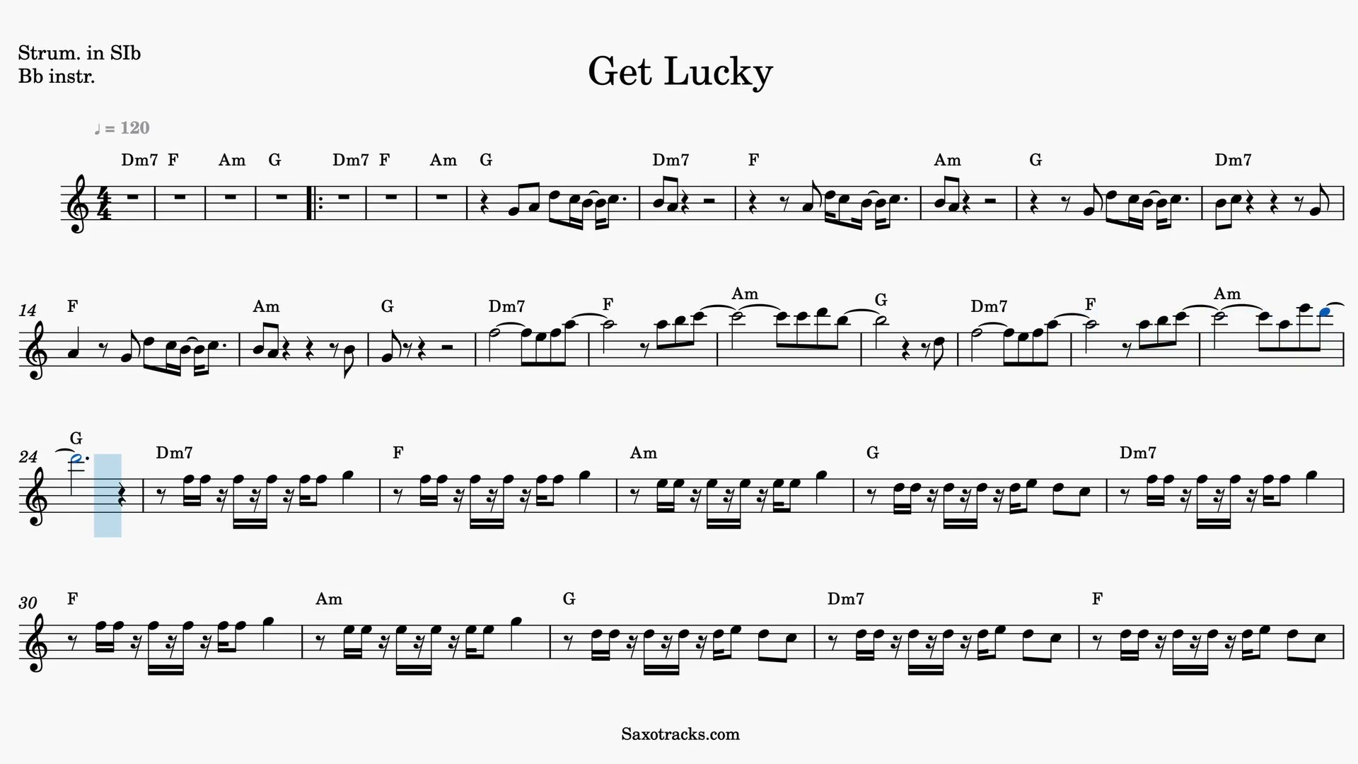Get Lucky — Video-Notenvorschau in B