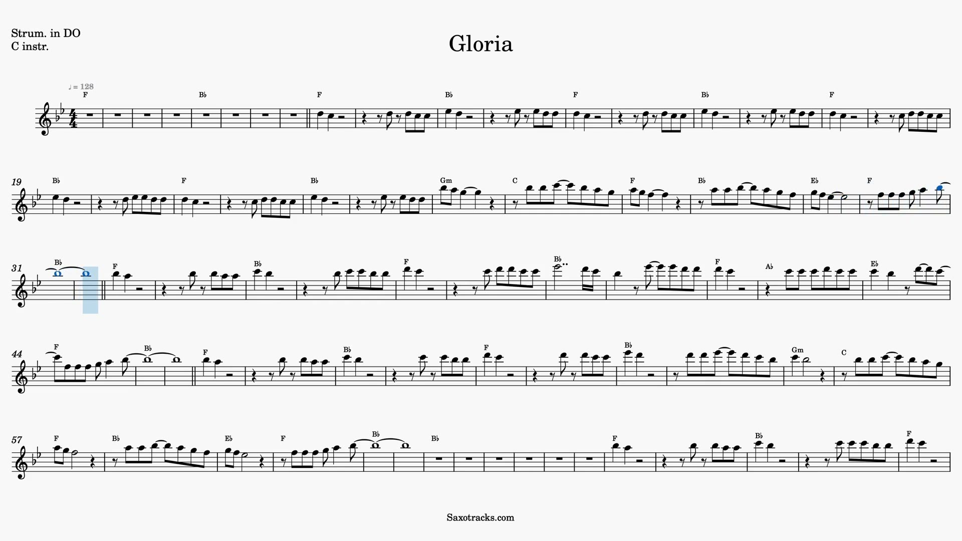 Gloria — Video score preview in C