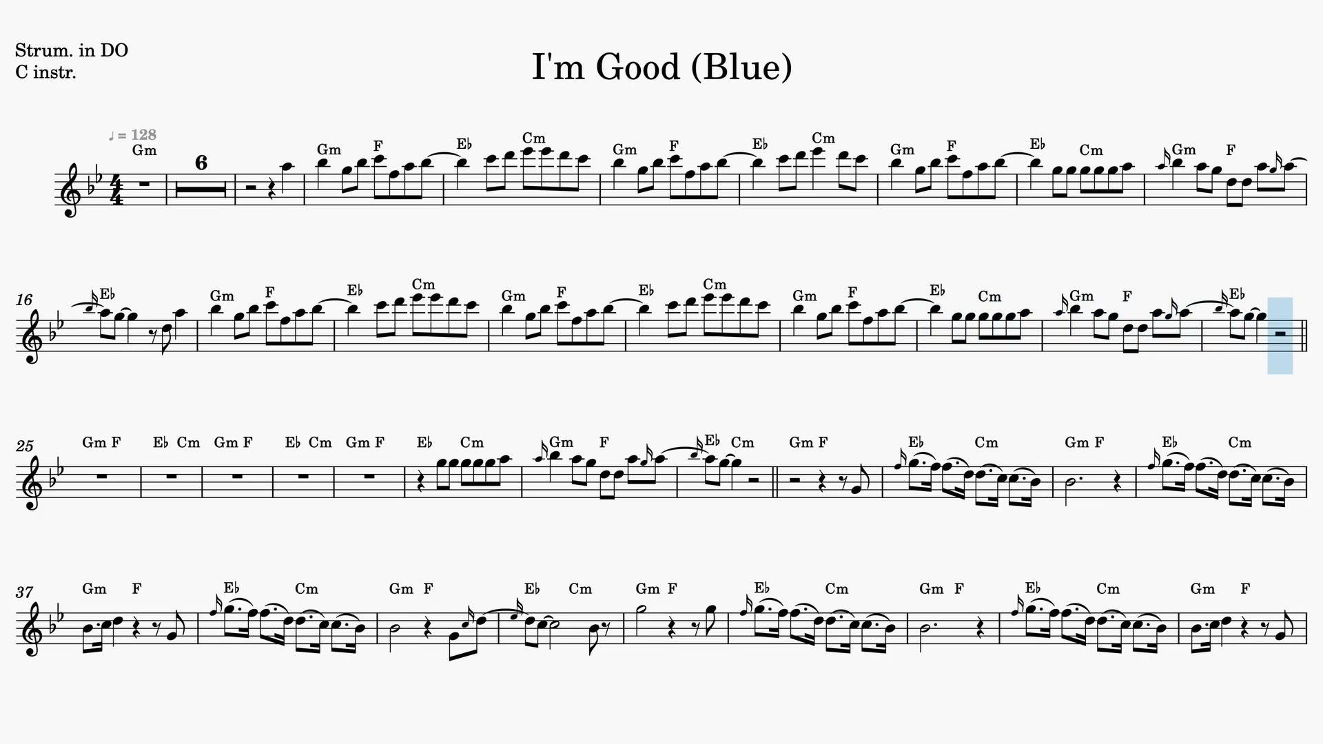 I'm Good (Blue) — Vista previa del video de partitura en Do