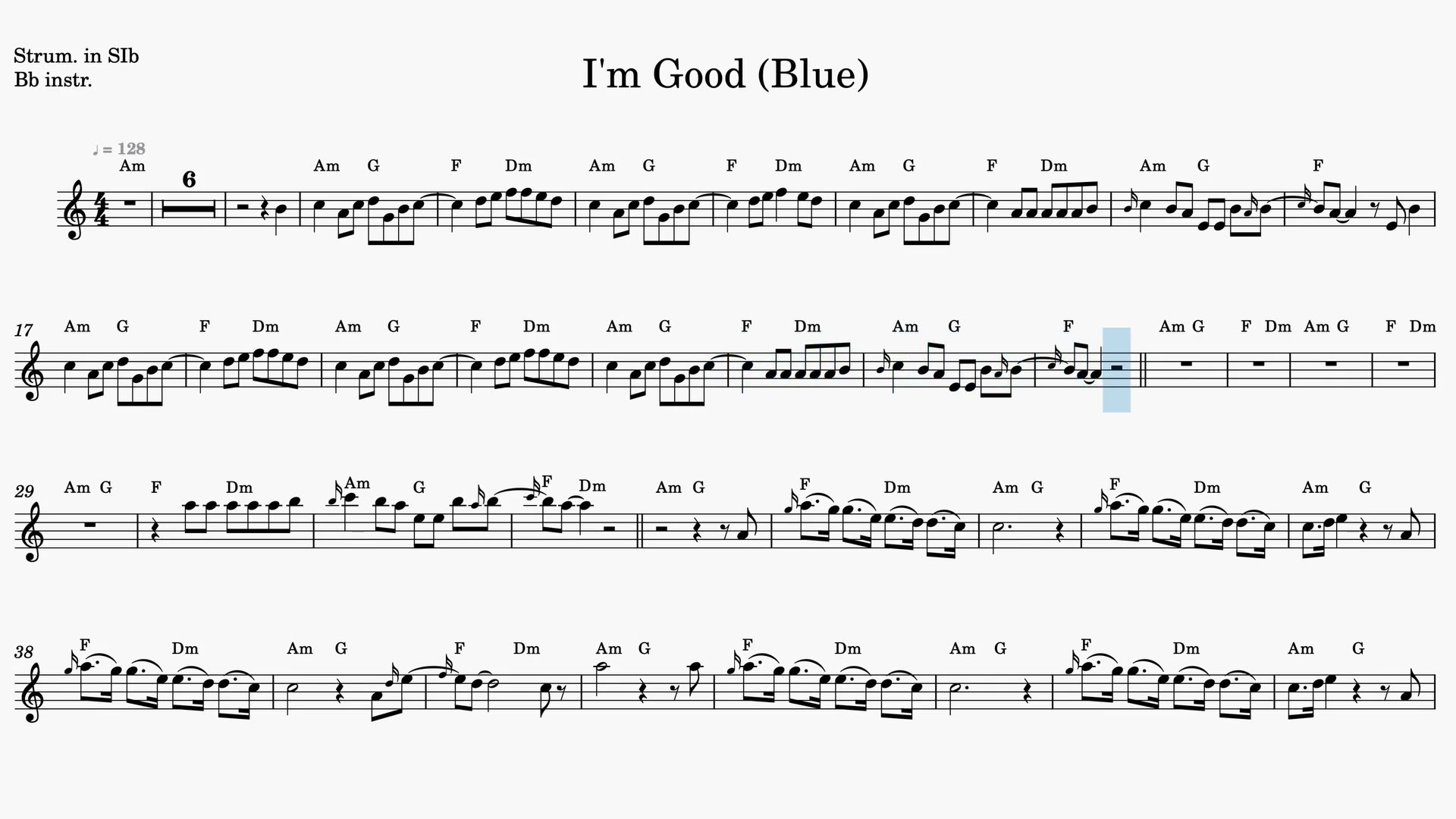 I'm Good (Blue) — Vista previa del video de partitura en Sib
