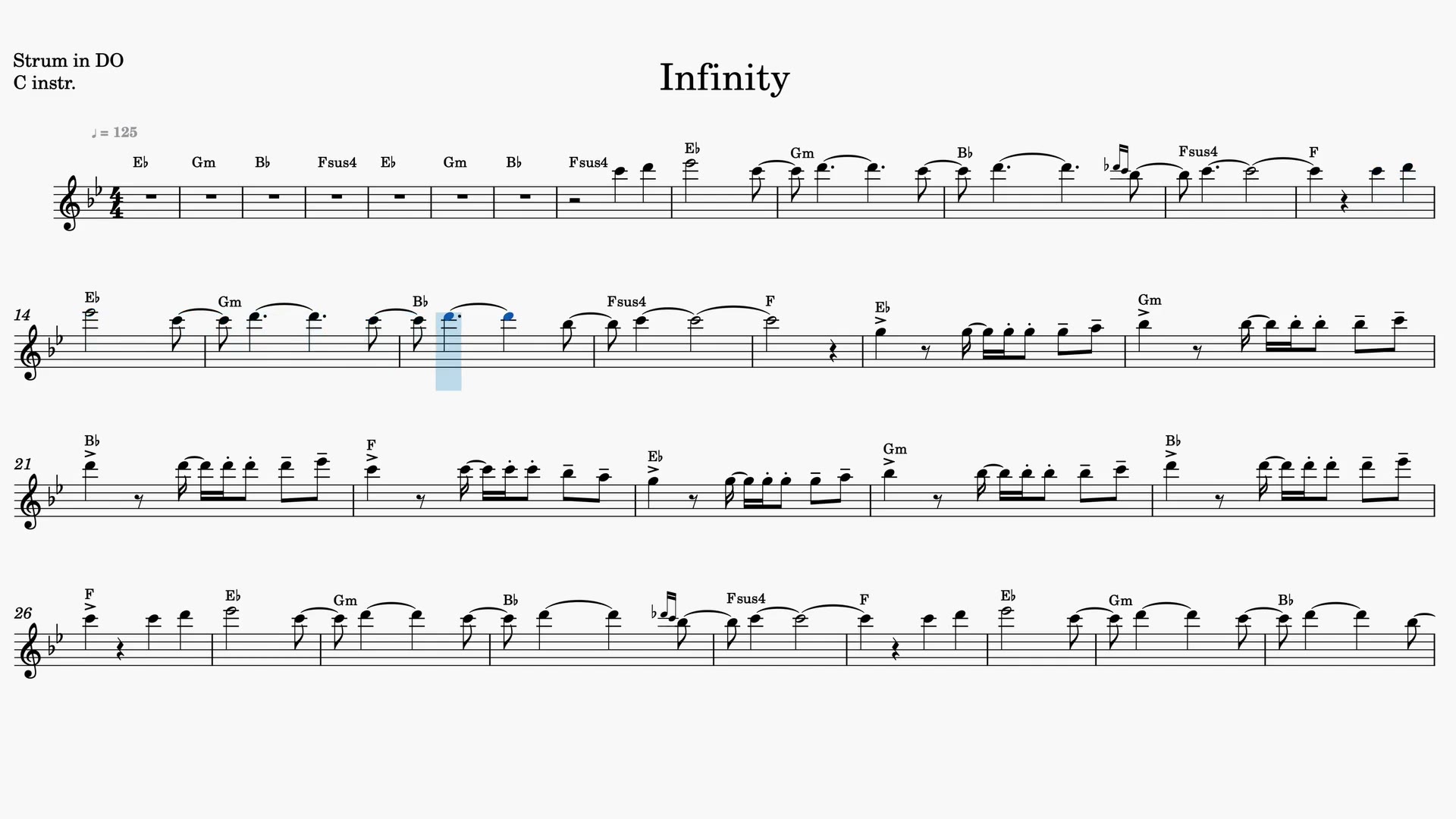 Infinity — Anteprima video spartito in Do