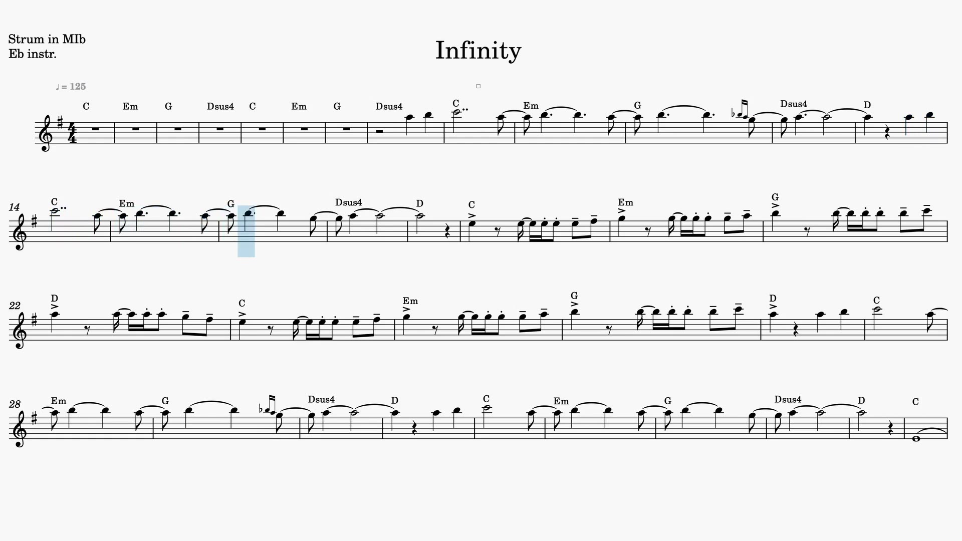 Infinity — Anteprima video spartito in Mib