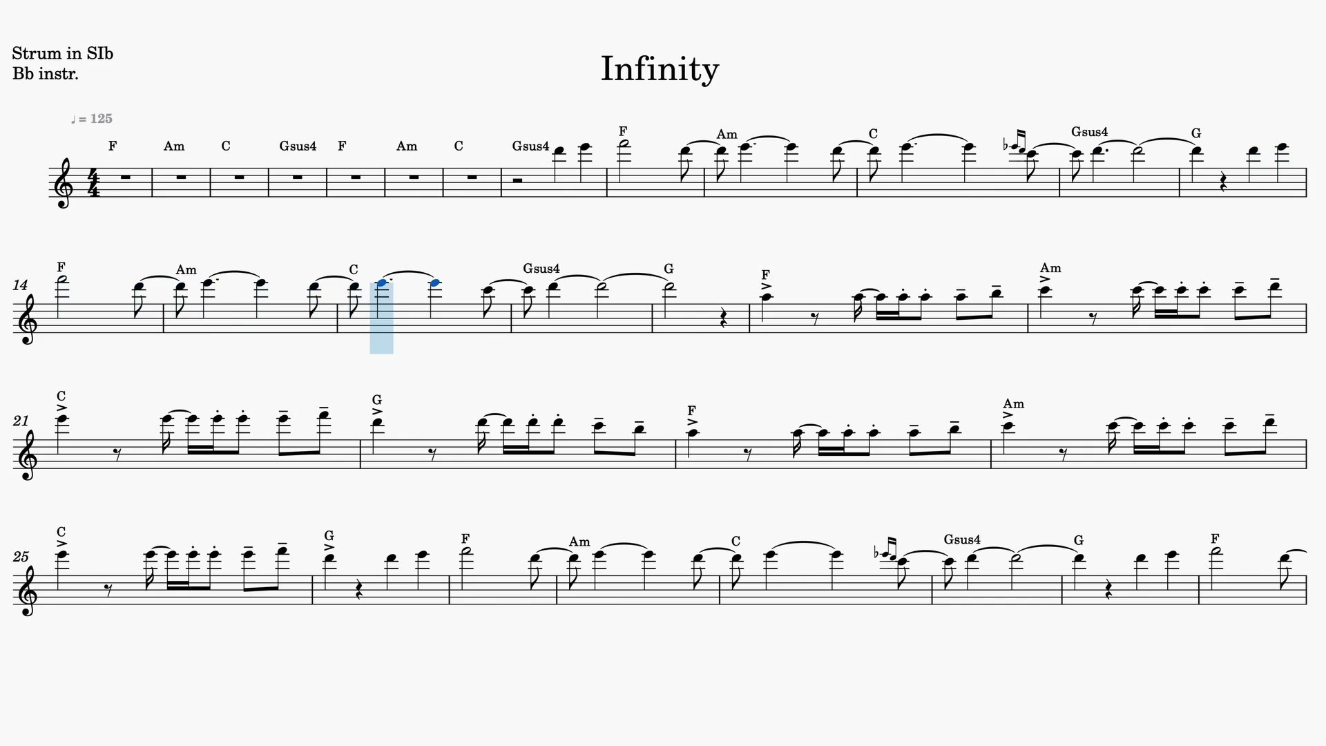 Infinity — Anteprima video spartito in Sib