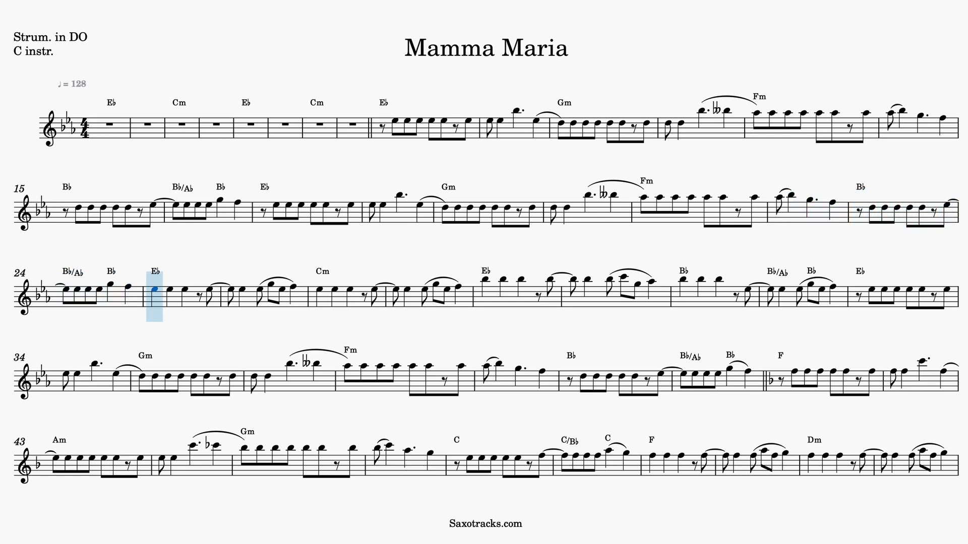Mamma Maria — Anteprima video spartito in Do