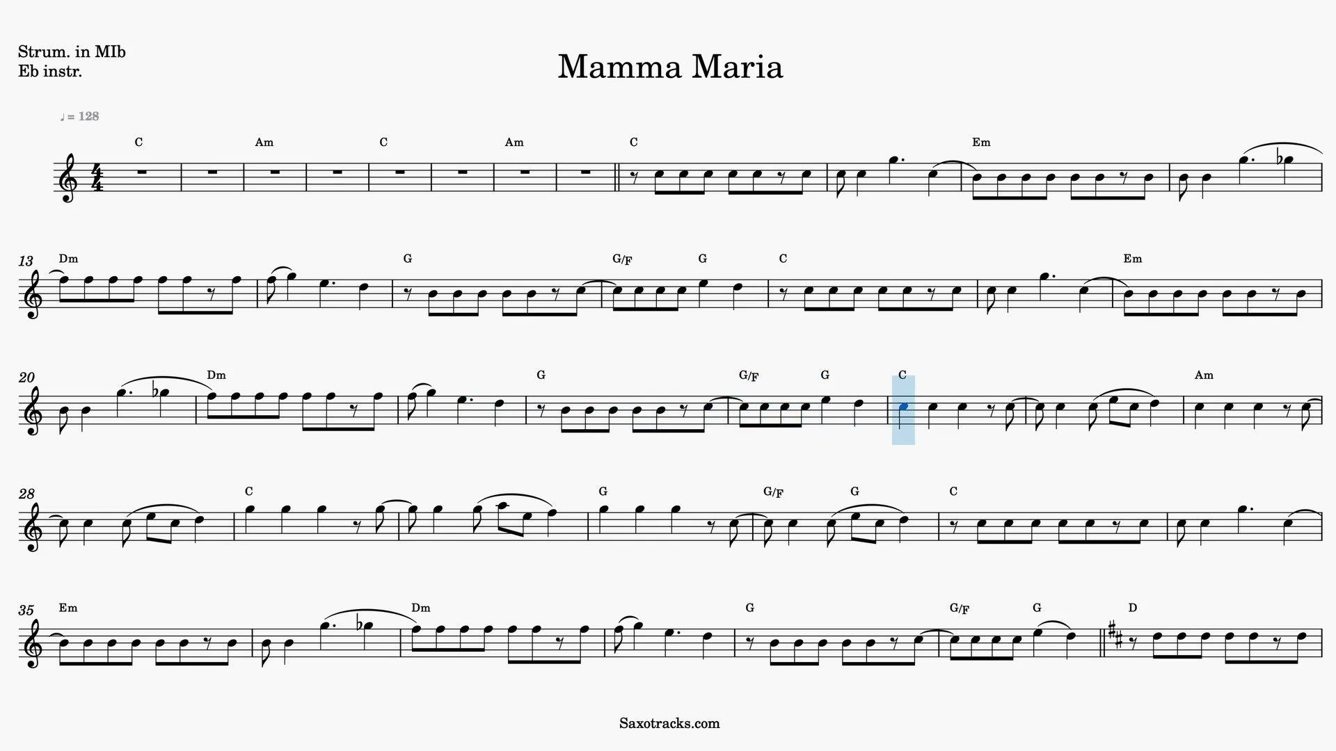 Mamma Maria — Anteprima video spartito in Mib