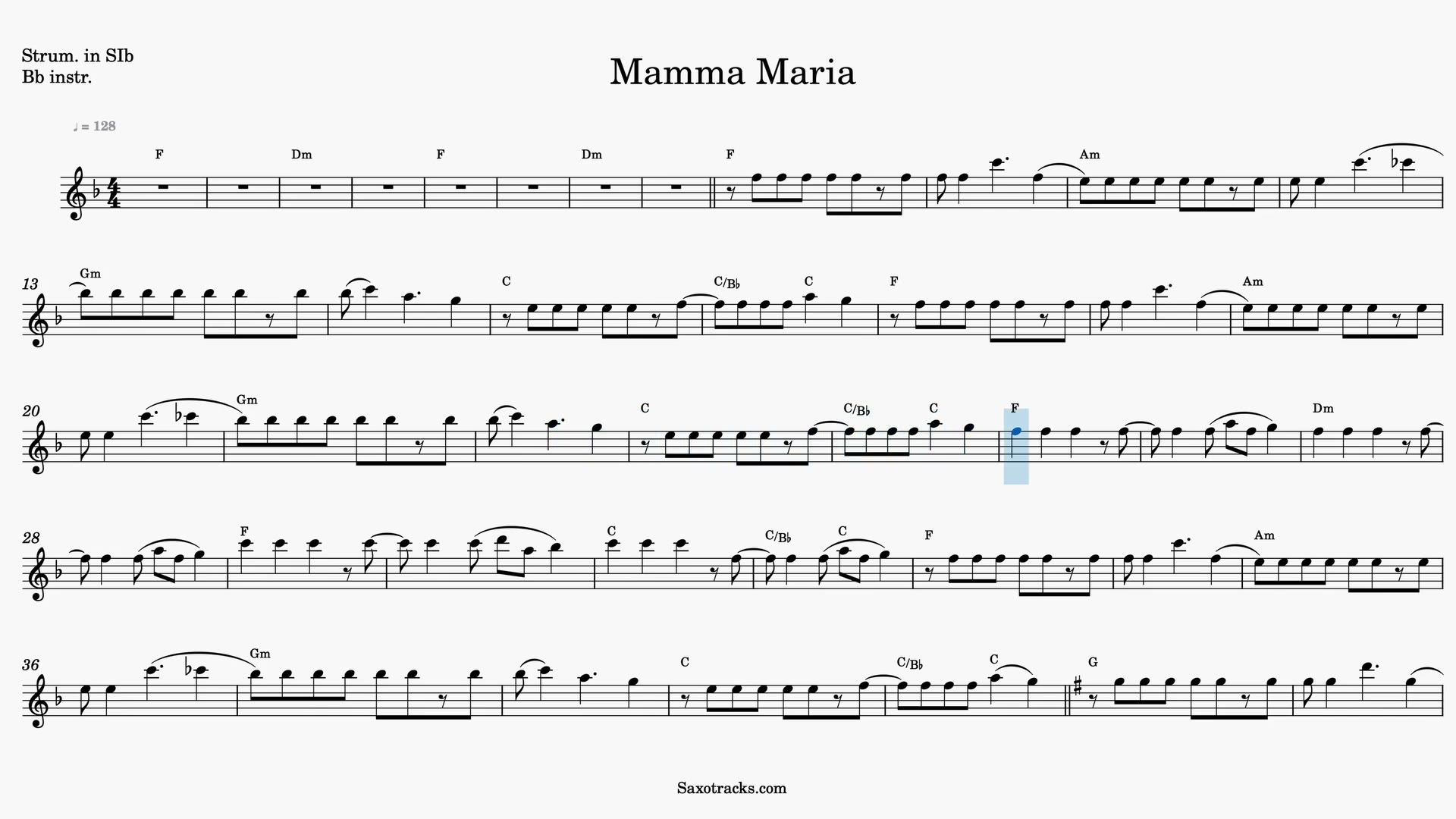 Mamma Maria — Anteprima video spartito in Sib