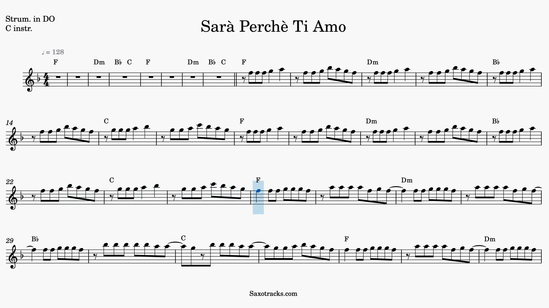 Sarà Perchè Ti Amo — Anteprima video spartito in Do