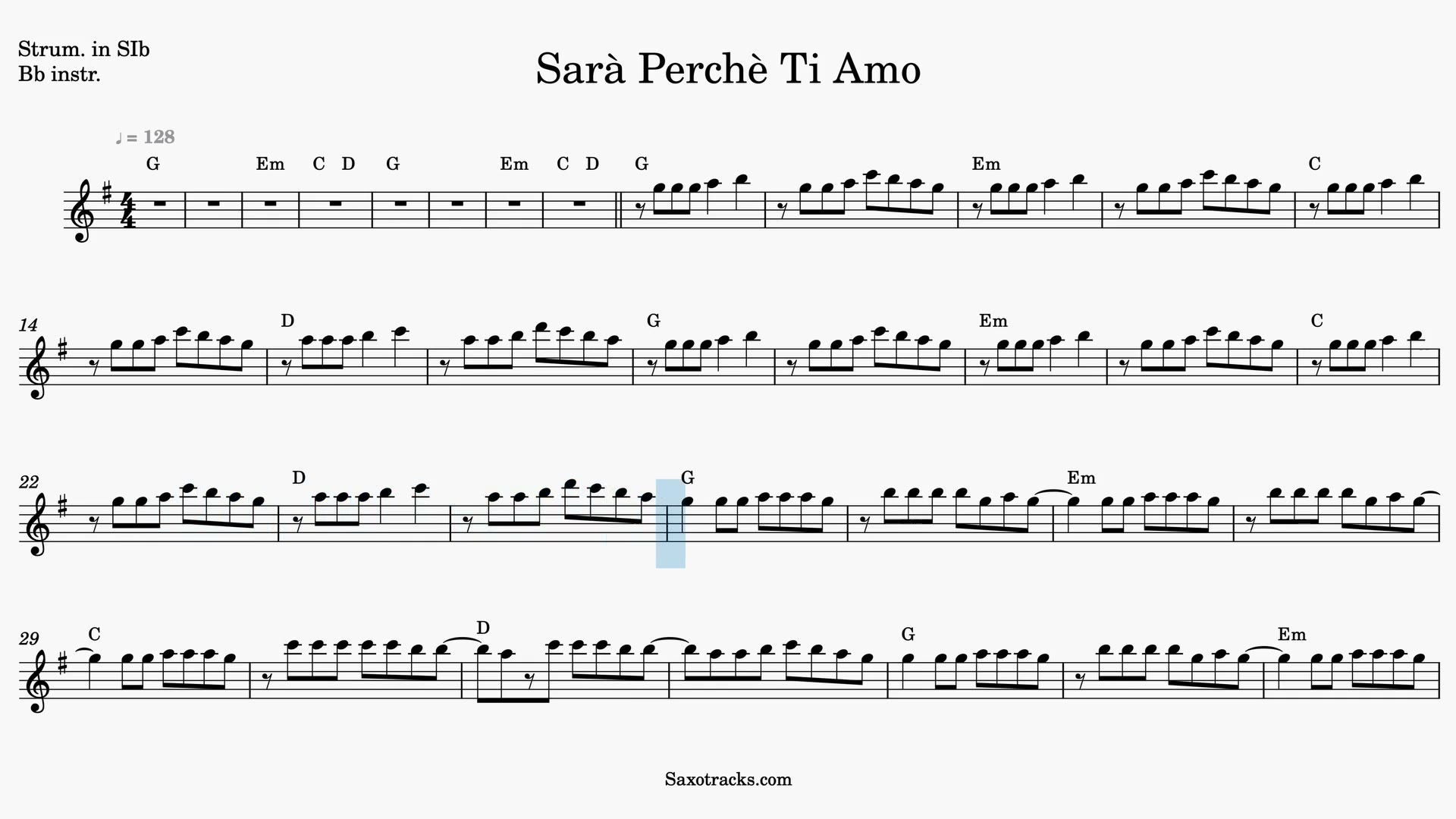 Sarà Perchè Ti Amo — Anteprima video spartito in Sib