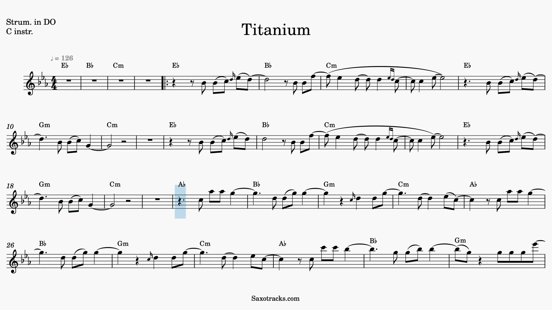 Titanium — Anteprima video spartito in Do