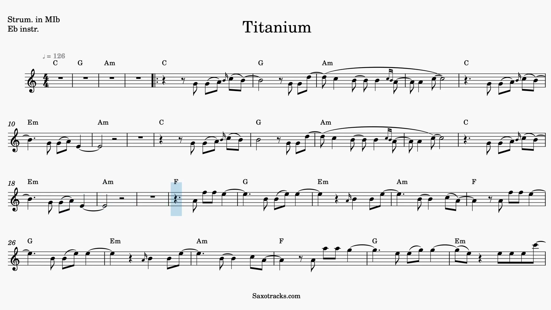 Titanium — Anteprima video spartito in Mib