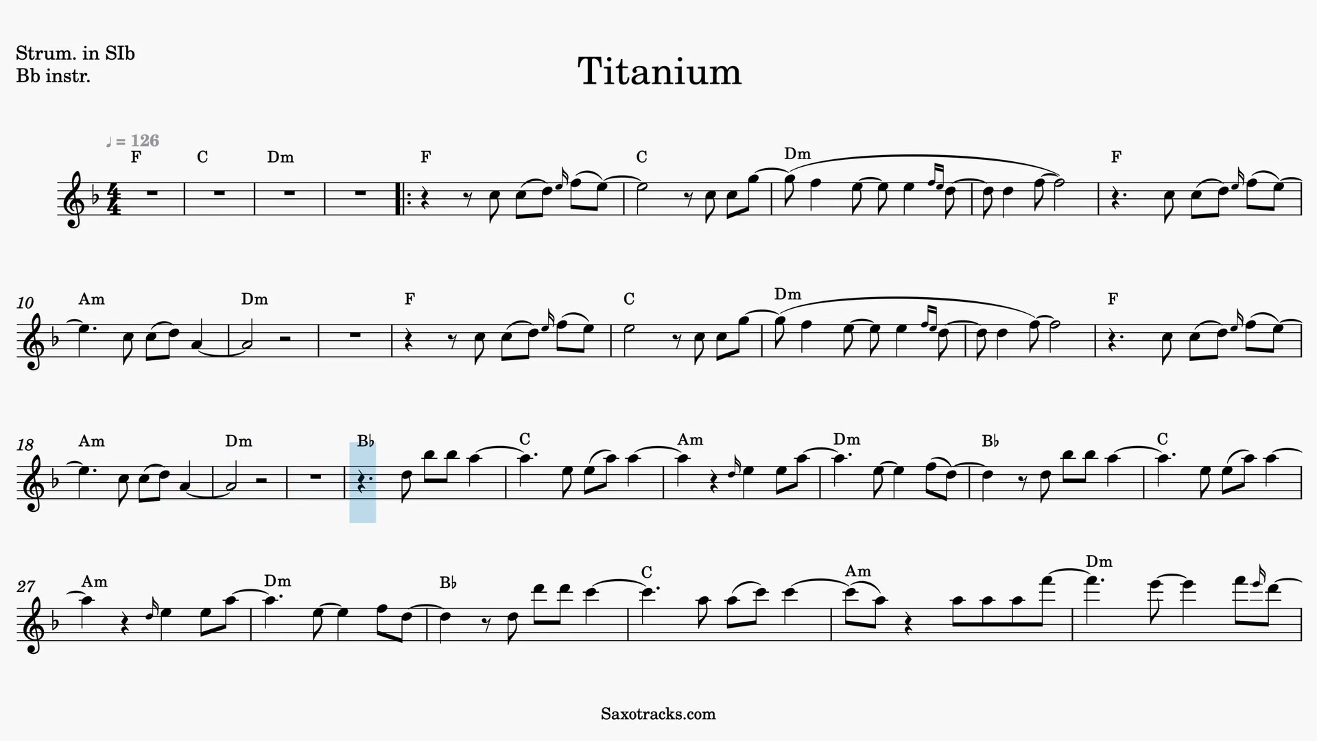 Titanium — Anteprima video spartito in Sib
